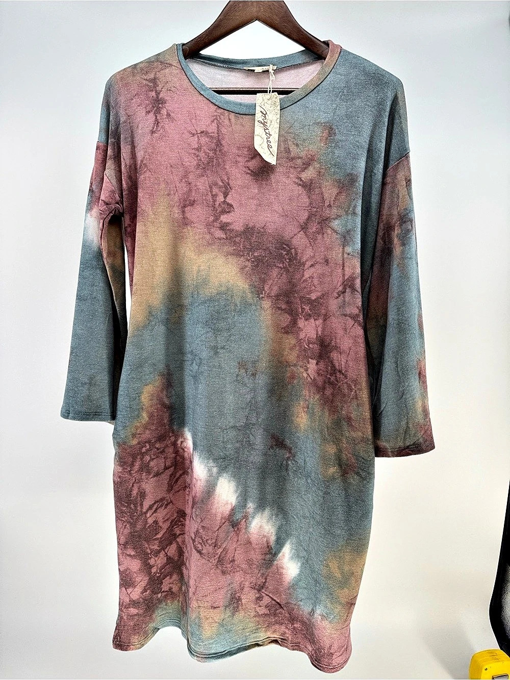 Mystree Tie-Dye Mini Dress in Blue & Pink Large NWT